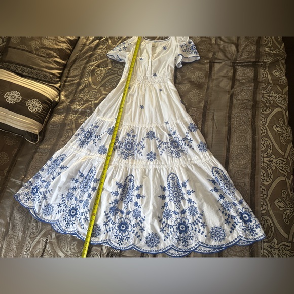 Anthropologie stunning Somerset Maxi Dress Eyelet Edition white blue - Picture 4 of 12